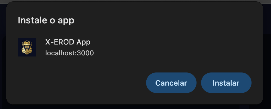 Diálogo de instalação do Chrome